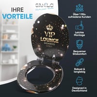 Sanilo Fa WC Ülőke Soft-Close Funkcióval - Ovális, Fekete VIP Lounge Dizájn, Tartós Minőségi Faanyag, Szerelési Kellékekkel, 2,7 kg 2