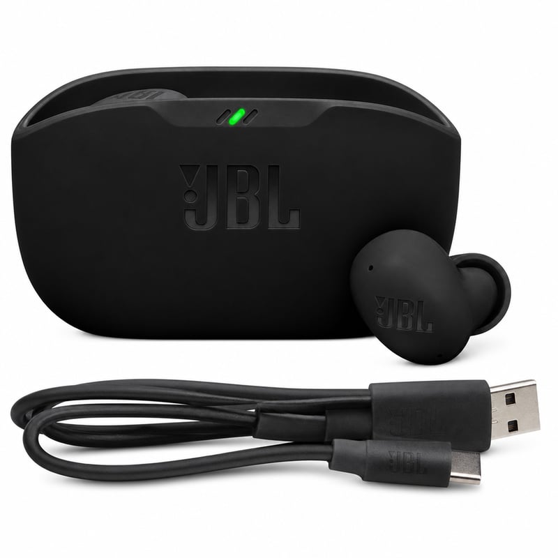 JBL Wave Buds 2 True Wireless Bluetooth slušalice s tehnologijom uklanjanja buke, crne, 40 — nedostaju gumeni nastavci (stanje: vidi 2. sliku)