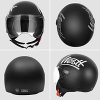 Westt Classic Sun Jet Bukósisak Motorosoknak - Matt Fekete - Vintage Stílusú - ECE Tanúsított - M-es Méret (57cm) - 7 Szellőzőnyílással 5