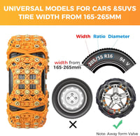 WYRIAZA Univerzális Hólánc 165-265mm, 6db, Gyorsrögzítésű, Széles Gumikhoz, 205/55 R16 - Sárga 6