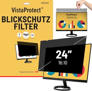 VistaProtect Premium filter za monitor i zaštitna folija za 24" (16:10) zaslone - Filter za zaštitu privatnosti s zaštitom od pogleda + poklon web kamera