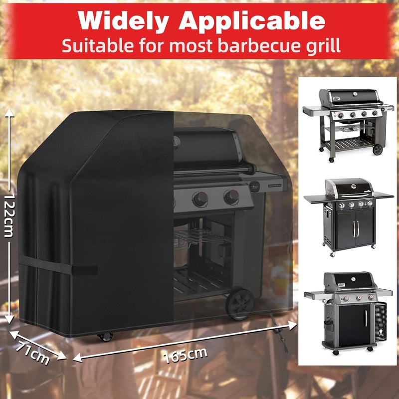 SPGOOD Grillhuzat 165x71x122 cm - Vízálló 420D Oxford Anyagú BBQ Védőtakaró Gázgrillhez, Időjárásálló, Szakadásmentes Ponyva Állítható Tépőz