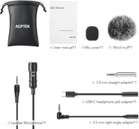 AGPTEK Omnidirekcionális Csíptetős Mikrofon 2m, USB-C Adapter, Szélvédő, Interjúkhoz 7