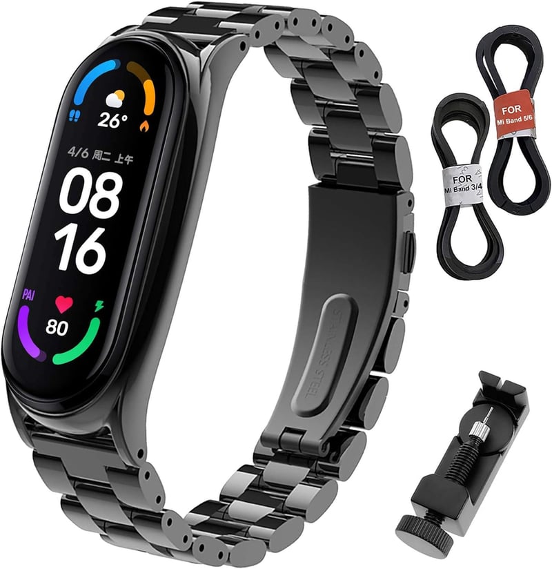 Xiaomi Mi Band 5 Állítható Rozsdamentes Acél Pótszíj