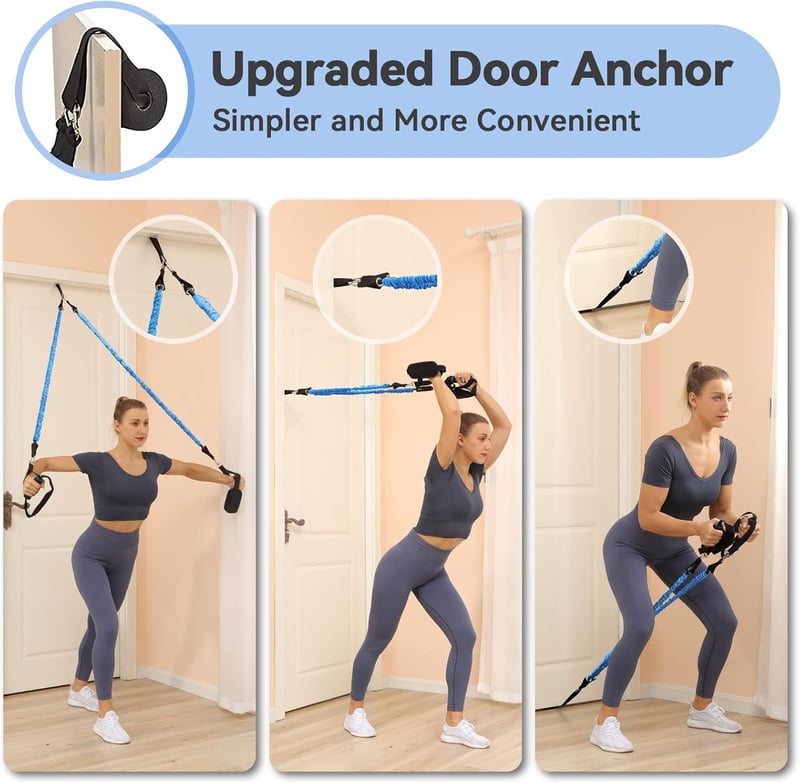 Hommie Pilates rúd szett ellenálló gumikkal, 3 erősségű (20-30-40 LB), unisex