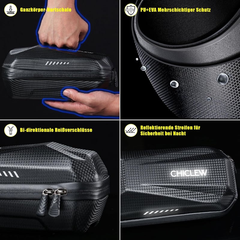 CHICLEW Roller Táska - 2L Vízálló Kormánytáska Xiaomi MI Mijia M365 és Ninebot ES1/ES2/ES3/ES4 Elektromos Rollerekhez, EVA Kemény Tok