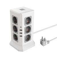 Sunmatic Torony Elosztó 12 EU Aljzattal, 3 USB-A és 1 USB-C Porttal — A terméken használat nyomai látszanak (állapot: lásd a 2. képet) 1