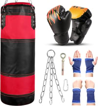 Odoland 7 az 1-ben Boxzsák Szett Gyerekeknek - 60 cm Boksz Zsák, 6 oz Kesztyű, Lánc, Karabiner, Védőszalagok - Kickbox, MMA, Harcművészet Ed 1