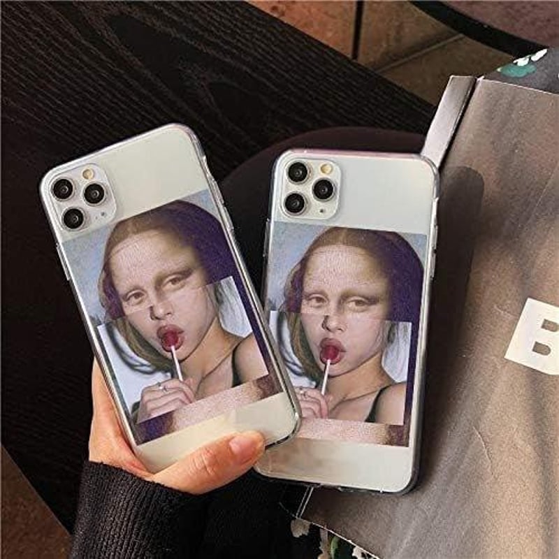 Apple iPhone X/XS Vicces Szilikon Tok - Mona Lisa Nyalókával