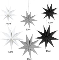 HBSTK 9 Pontos 3D Karácsonyi Papírcsillag Dekoráció - Fekete, Fehér, Szürke 2