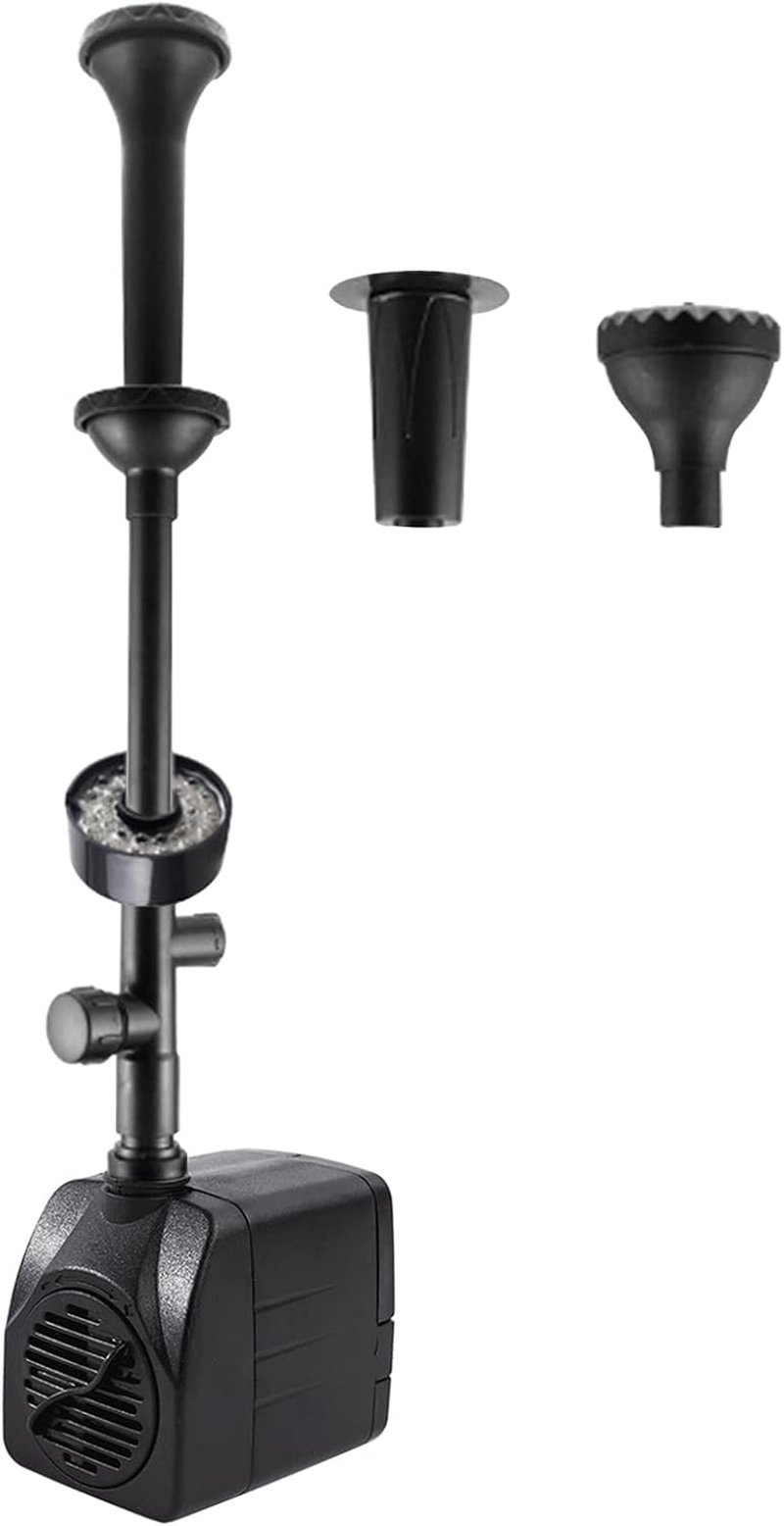 Bseical LED-es Kerti Szökőkút Szivattyú, 2000L/h, 25W, Állítható Víznyomás, 3 Fúvóka, Csendes Működés, Tó, Akvárium, Vízesés - A 3 in 1 With Led Light