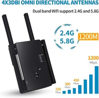Aenxwa WiFi Jelerősítő 1200 Mbit/s Dual Band 2.4+5 GHz - 4 Antennás Repeater/Router/Access Point Üzemmód, LAN/WAN Port, 15 Eszköz Támogatás 2