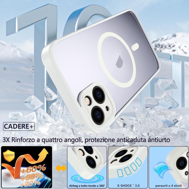 iPhone 13 MagSafe-kompatibilis ütésálló tok kameravédővel, fehér