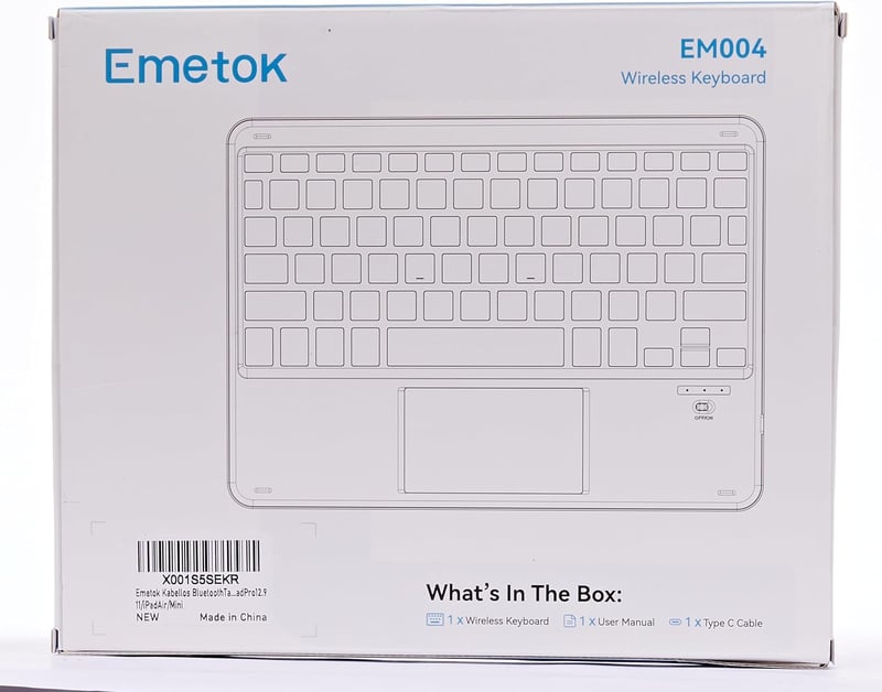 Emetok 7 színű háttérvilágítású német QWERTZ Bluetooth billentyűzet trackpaddal iPad-hez