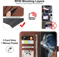 Samsung Galaxy S22 Ultra 5G RFID-védett bőrtok kártyatartóval 3