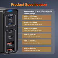 GaN 165W USB-C töltő 6 porttal - iPhone, Samsung, laptop kompatibilis 2