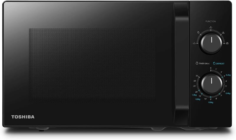Toshiba MW2-MM20PF(BK) Mikrohullámú Sütő, 20 Literes, 800W, 5 Teljesítményszint, Kiolvasztás Funkcióval, Belső LED Világítással, Fekete
