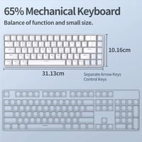 Fehér TMKB T68se 60%-os mechanikus gamer billentyűzet, barna kapcsolókkal 3