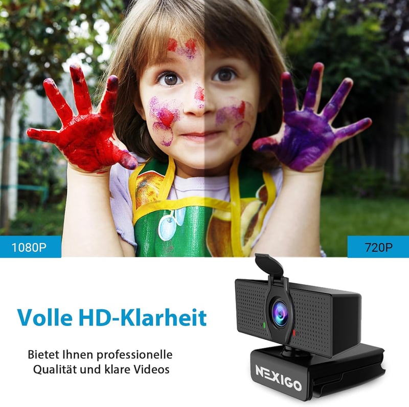 NexiGo N60 1080P HD webkamera mikrofonnal, 110° látószöggel, Zoom/Skype kompatibilis