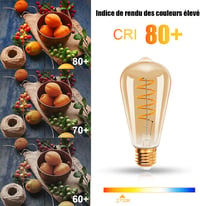 EXTRASTAR E27 LED Izzó Szett - Vintage Edison Filament Izzók, Meleg Fehér 2700K, 490lm, 6W (41W), Retro Dekoratív Lámpa, 3db 5