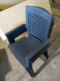 Set 3 scaune de grădină SP Berner SHAF - antracit, stivuibile, plastic reciclat rezistent la UV, pentru exterior și terasă, model Metal 5