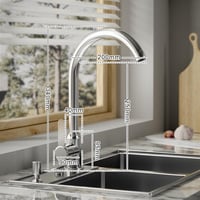 DTXDTech Konyhai Csaptelep - 360° Forgatható Rozsdamentes Acél Mosogató Csap 3/8 Csatlakozással, Gyors Telepítéssel, Fröccsenésgátló Funkció 2