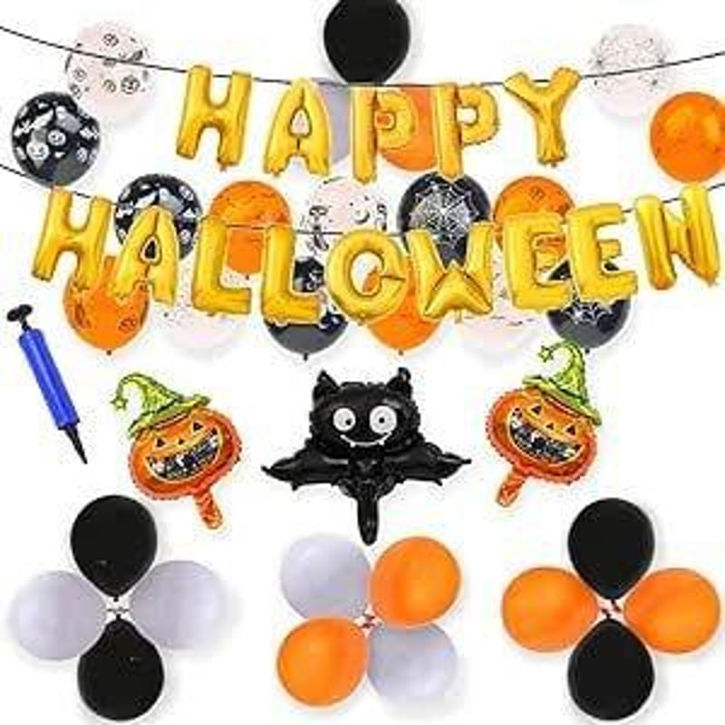 Rémisztő Halloween Lufi Szett - Denevér és Tök Mintás Latex Ballonok
