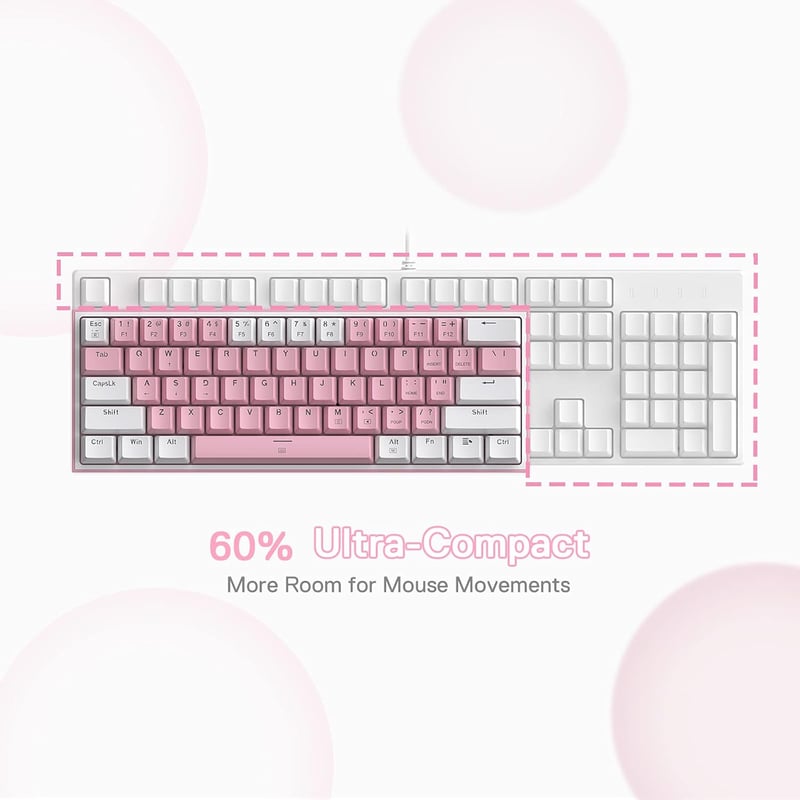 Redragon K617 RGB Mechanikus Gamer Billentyűzet - 60% Kompakt, 61 Gombos, Vezetékes, Lineáris Piros Kapcsolókkal, Pro Driver Támogatással