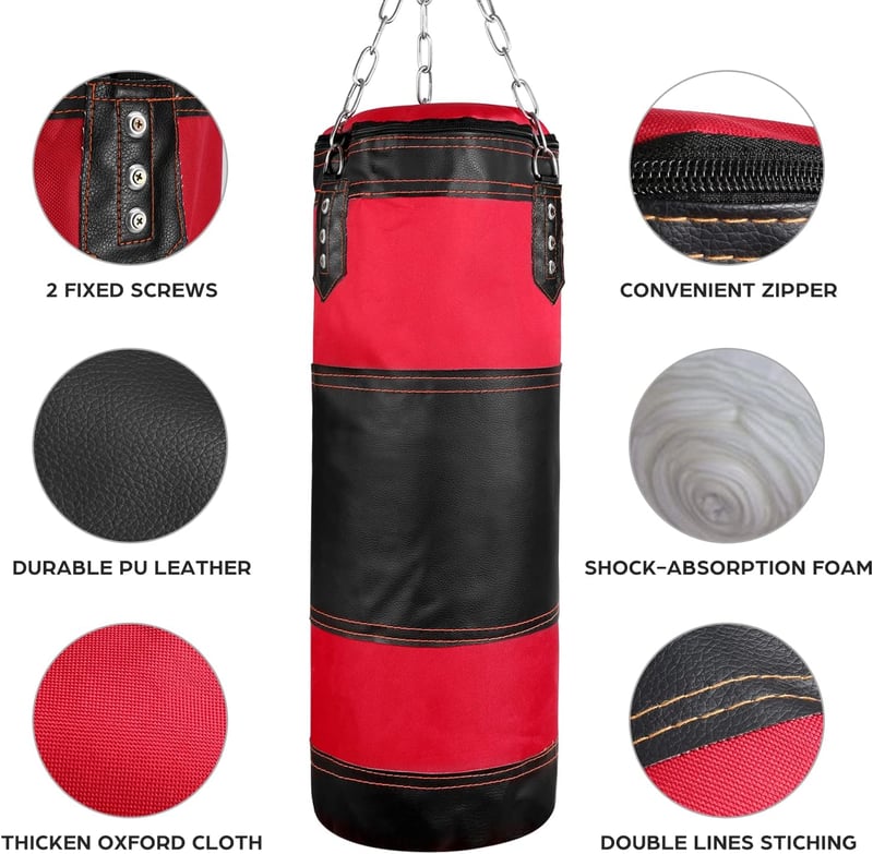 Odoland 7 az 1-ben Boxzsák Szett Gyerekeknek - 60 cm Boksz Zsák, 6 oz Kesztyű, Lánc, Karabiner, Védőszalagok - Kickbox, MMA, Harcművészet Ed
