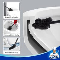 MR.SIGA Fali WC Kefe Tartóval - Fekete Fürdőszobai Toalett Tisztító Kefe Ergonomikus Nyéllel és Szellőző Tartóval 3