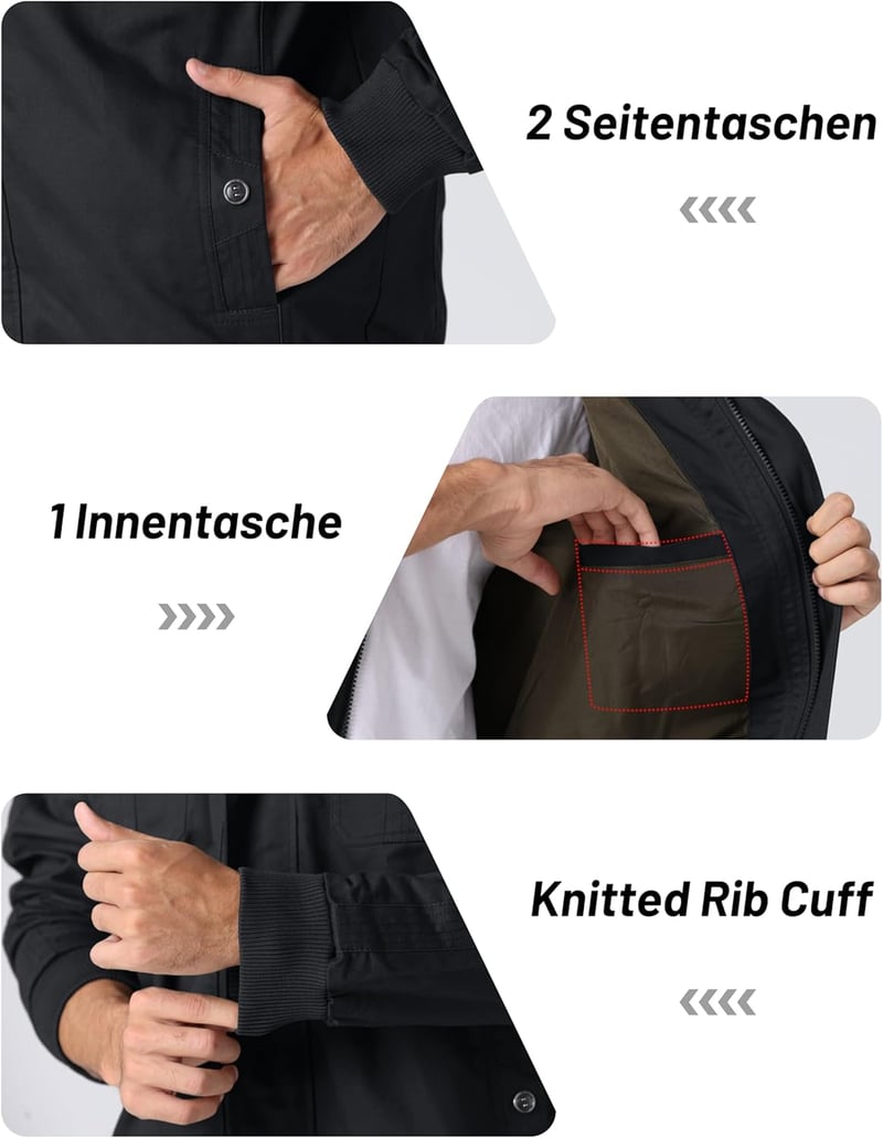 MAGCOMSEN Férfi Katonai Stílusú Átmeneti Dzseki - Fekete, 3XL