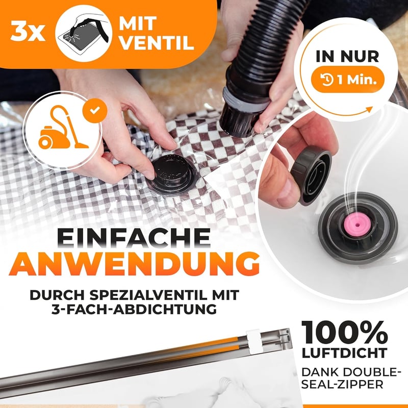 PACKDUDE Vákuumzsák Ruhákhoz 60x40 cm - 3 db Kis Méretű, Strapabíró Tároló Tasak Szeleppel, Utazáshoz és Helytakarékos Tároláshoz