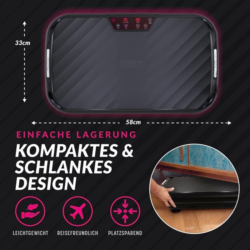 Bluefin Fitness UltraLite Vibrációs Tréner - Otthoni Edzőgép 200W Motorral, 99 Intenzitási Szint, LCD Kijelző, Kompakt Fekete Testformáló - A Ultra Slim