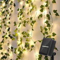 HUIYOU Napelemes LED Borostyán Fényfüzér - 6m, 60 LED, 8 Világítási Mód, IP65 Vízálló, Kül- és Beltéri Dekoráció Esküvőre, Kertre, Erkélyre 1