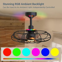 NACATIN RGB Mennyezeti Ventilátor Világítással, 21 Hüvelykes, Távirányítóval, Applikációs és Fali Kapcsolóval, Ideális Hálószobákba és Pavil 4