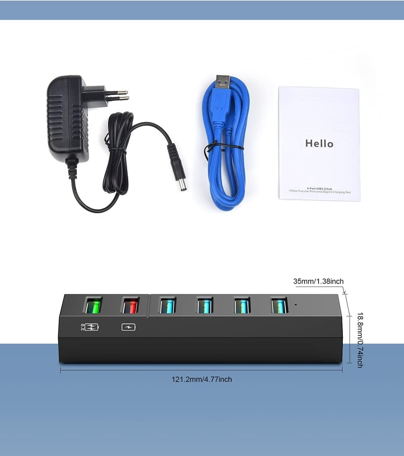 Vansuny USB 3.0 Hub 5 Gb/s - 24W Tápegységgel, Ultragyors Adatátvitel