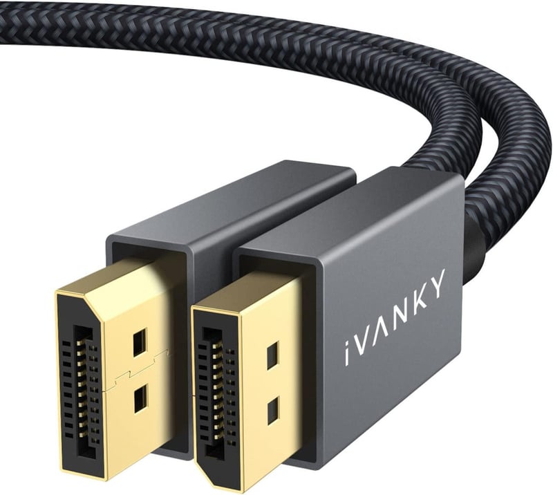 IVANKY DisplayPort kábel 4K 60Hz, 2K 144Hz, 1080p 240Hz, FreeSync G-Sync gamer monitor PC grafikus kártya 1m szürke