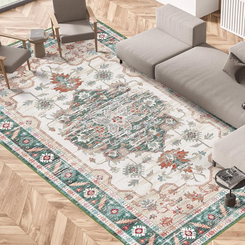Vamcheer Vintage Zöld Szőnyeg - Mosható, Csúszásmentes, 120x170 cm