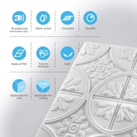 Art3d 3D Mennyezeti Panel Csomag - 12 db Klasszikus Fehér Fali Burkolat, 24" x 24", 4.5m² Öntapadós PVC Dekoráció 8