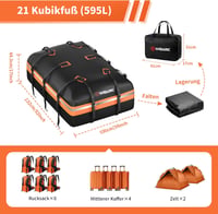 Wisamic 595L Összehajtható Tetőbox - Vízálló 1000D Oxford Tetőcsomagtartó Táska Autókhoz, Furgonokhoz, SUV-okhoz, Cipzáras Zárással, Csúszás 6