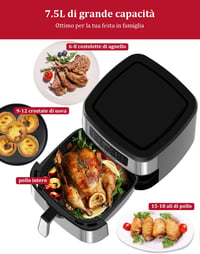Roaprobe 7,5L-es Légkeveréses Sütő 9 Programmal - 1800W Olajmentes Fritőz Receptekkel 4