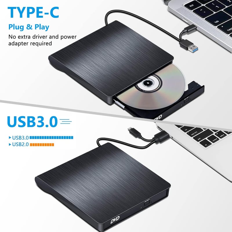 BEVA USB 3.0 és Type-C külső CD/DVD író-olvasó, hordozható - bontott