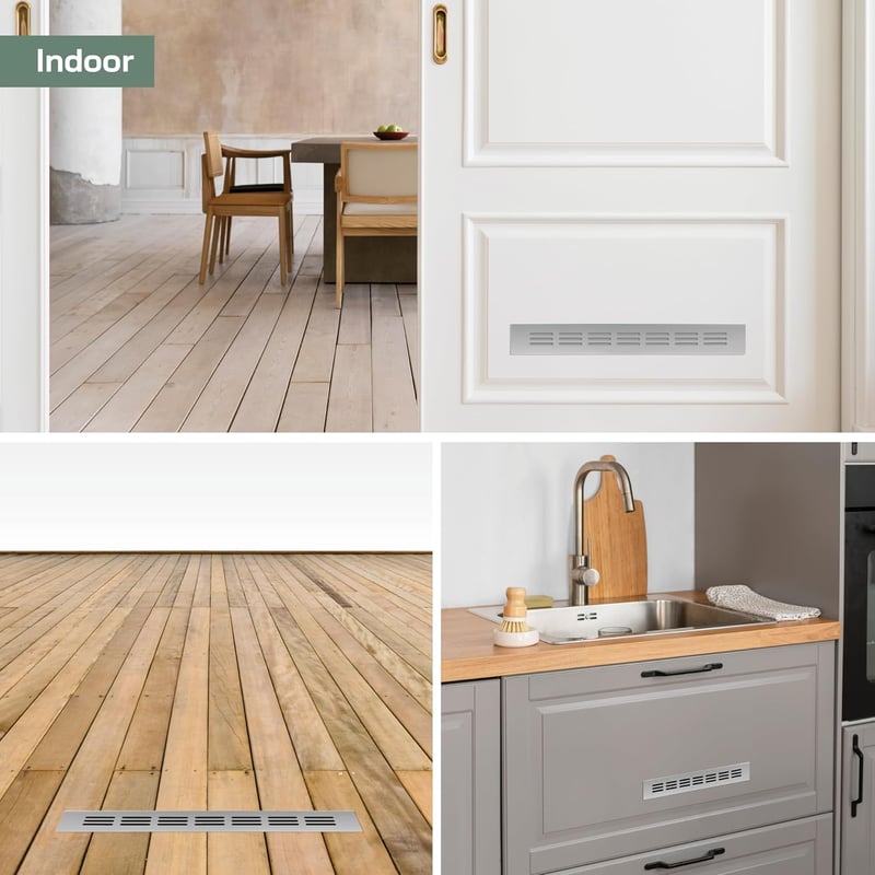 Vent Systems Alumínium Szellőzőrács 40x300 mm - Ezüst Légbeömlő Nyílás Beltéri/Kültéri Használatra, Fűtés-Hűtés Rendszerekhez