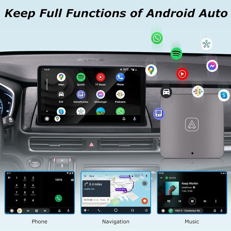 NHOPEEW vezeték nélküli Android Auto adapter - gyári autókhoz, egyszerű használat