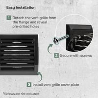 Vent Systems 100 mm Fekete Szellőzőrács - Szárítógép, Fürdőszoba, Kültéri/Beltéri Légkivezető Takaró, Elszívó Rendszer, ABS Anyag, Könnyen S 4