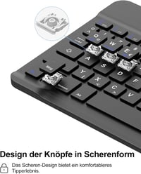 SENGBIRCH Bluetooth Billentyűzetes Tok iPad 10/11 Generációhoz - Levehető QWERTZ Német Billentyűzet, Tolltartóval, Fekete 3