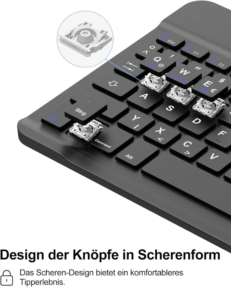 SENGBIRCH Bluetooth Billentyűzetes Tok iPad 10/11 Generációhoz - Levehető QWERTZ Német Billentyűzet, Tolltartóval, Fekete
