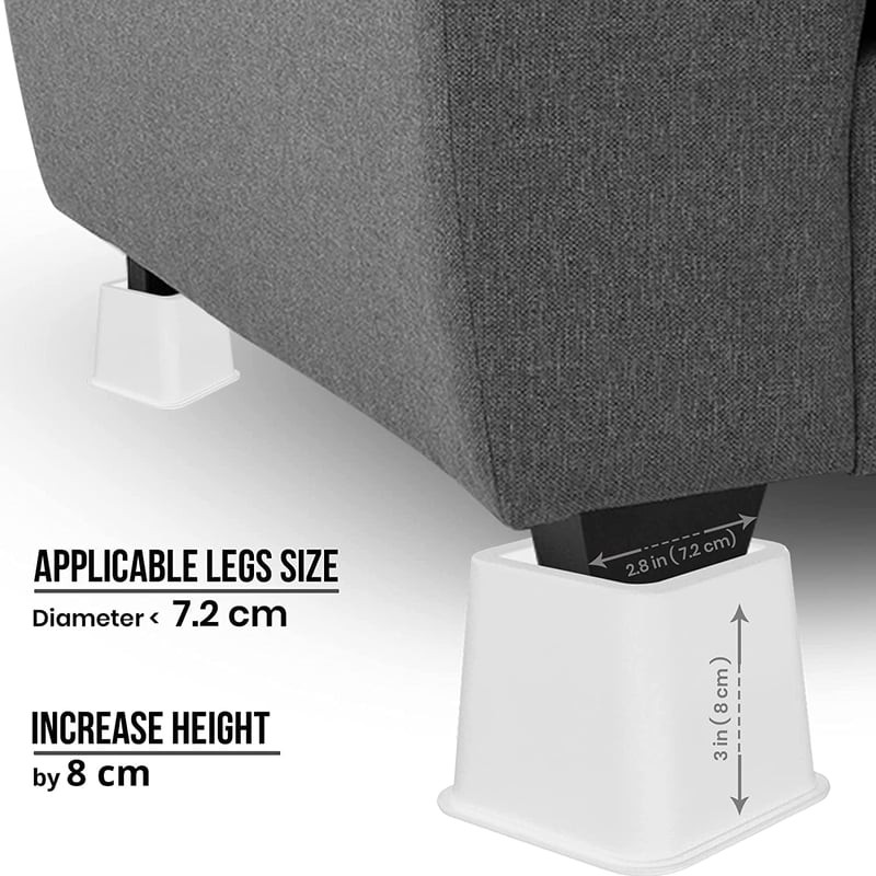 Utopia Bedding állítható bútormagasító készlet - 8 db, fehér, 8-20 cm