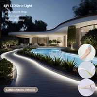 BENLUN 48V LED Szalag 20m - 4000K Természetes Fehér IP65 Vízálló Kültéri-Beltéri LED Csík 150W Öntapadós Vágható Tápegységgel EU Csatlakozóv 4
