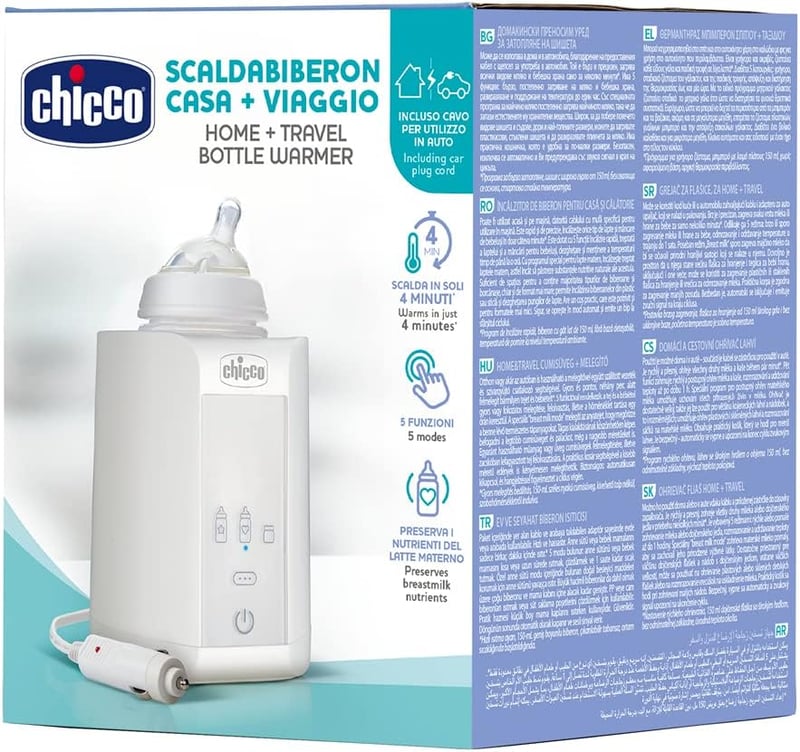 Chicco Cumisüveg és Bébiétel Melegítő Otthonra és Utazáshoz - 3 Programmal, Automatikus Kikapcsolással, Melegen Tartó Funkcióval, Fehér